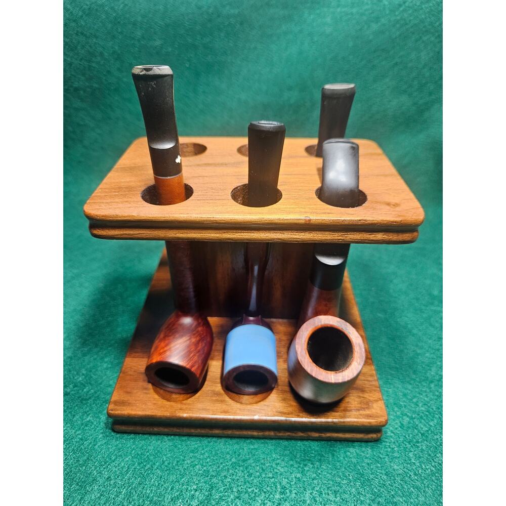 Vintage Mid-Century Double-Sided Pipe Rack - 6 Pipe Holder Decatur Industries